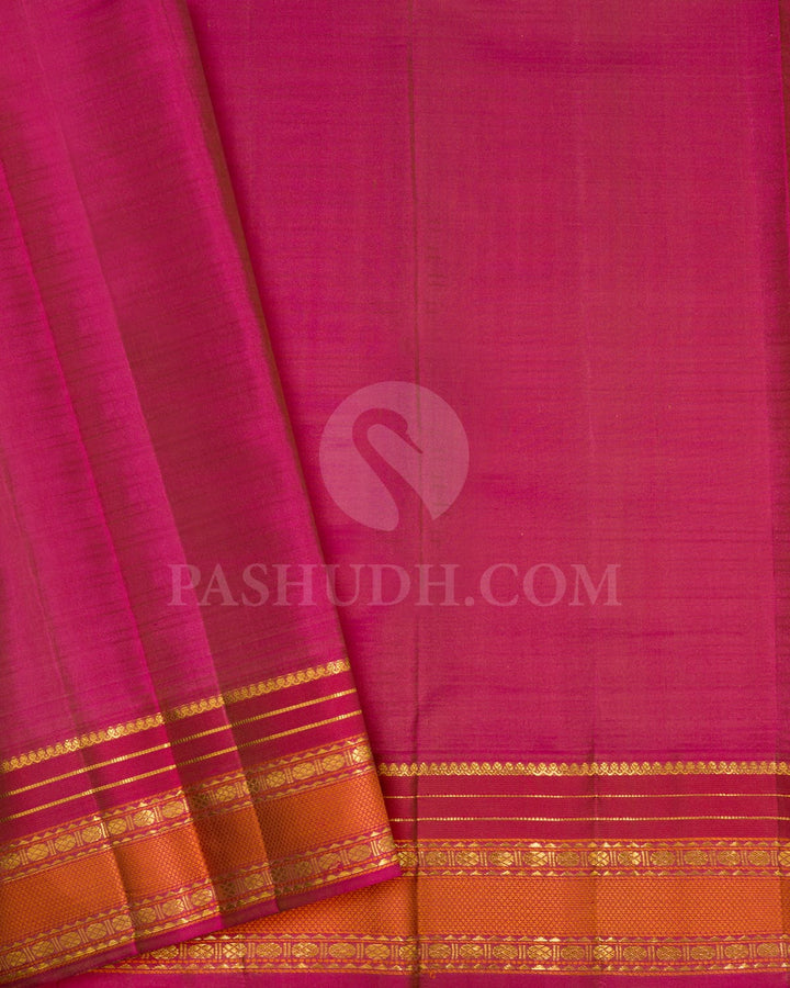 Ivory With Dusky Pink Kanjivaram Silk Saree-DJ381(F)