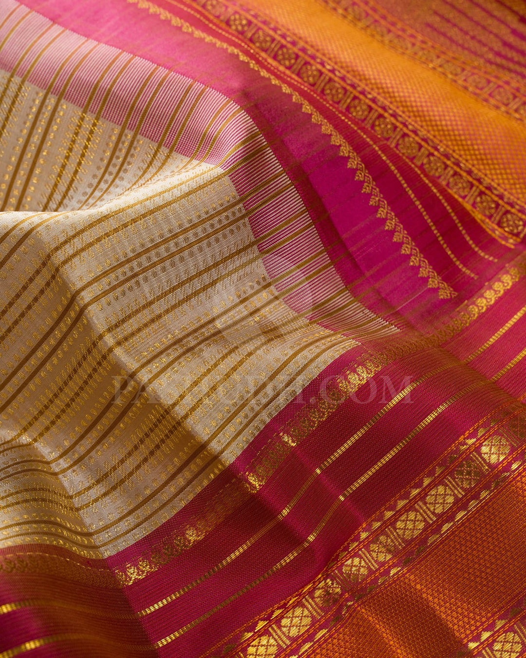 Ivory With Dusky Pink Kanjivaram Silk Saree-DJ381(F)