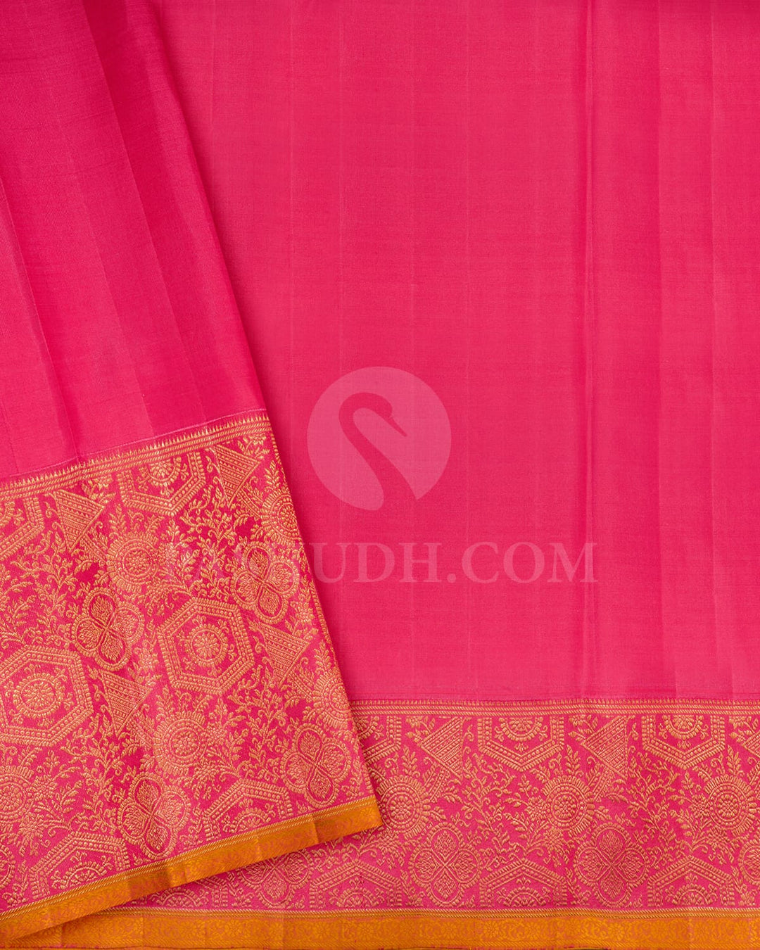 Peachy Pink Shot Magenta Shimmer Kanjivaram Silk Saree-S1252(B)