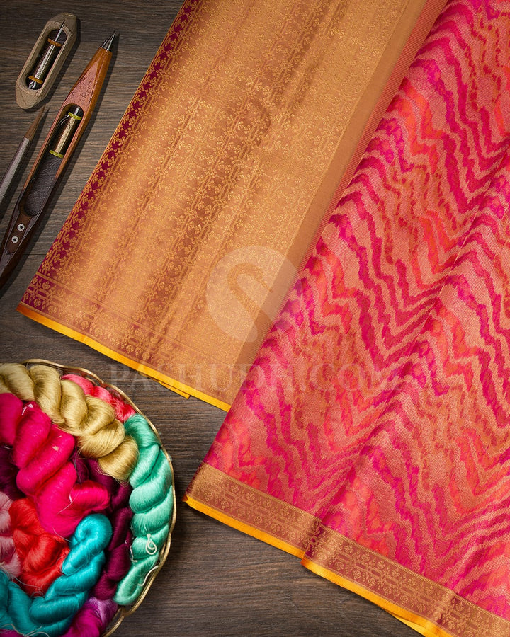 Shades Of Pink And Peach Kanjivaram Silk Saree-DJ410(D)