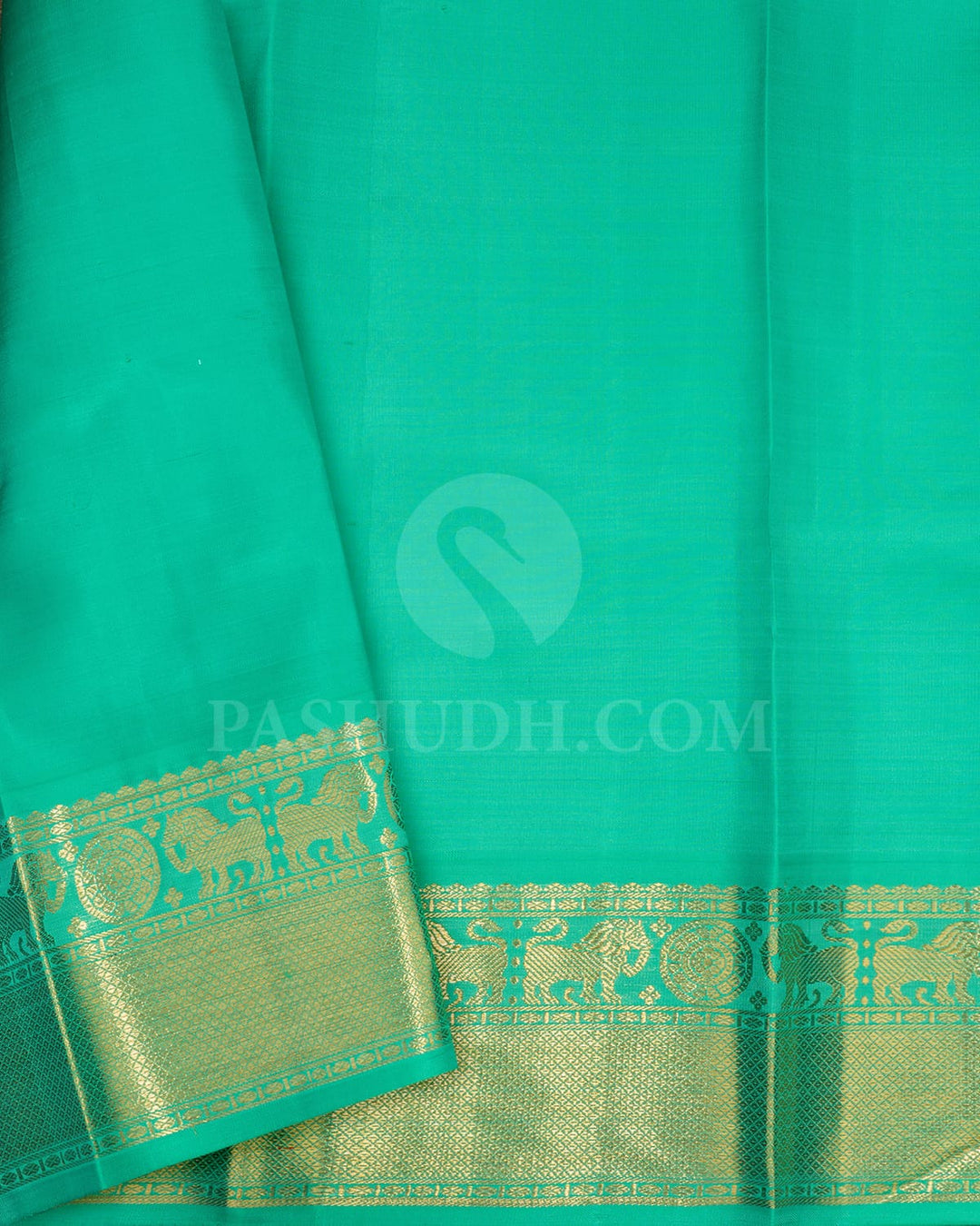 Betel Nut(Paaku)With Turquoise Traditional Kanjivaram Silk Saree-SP404