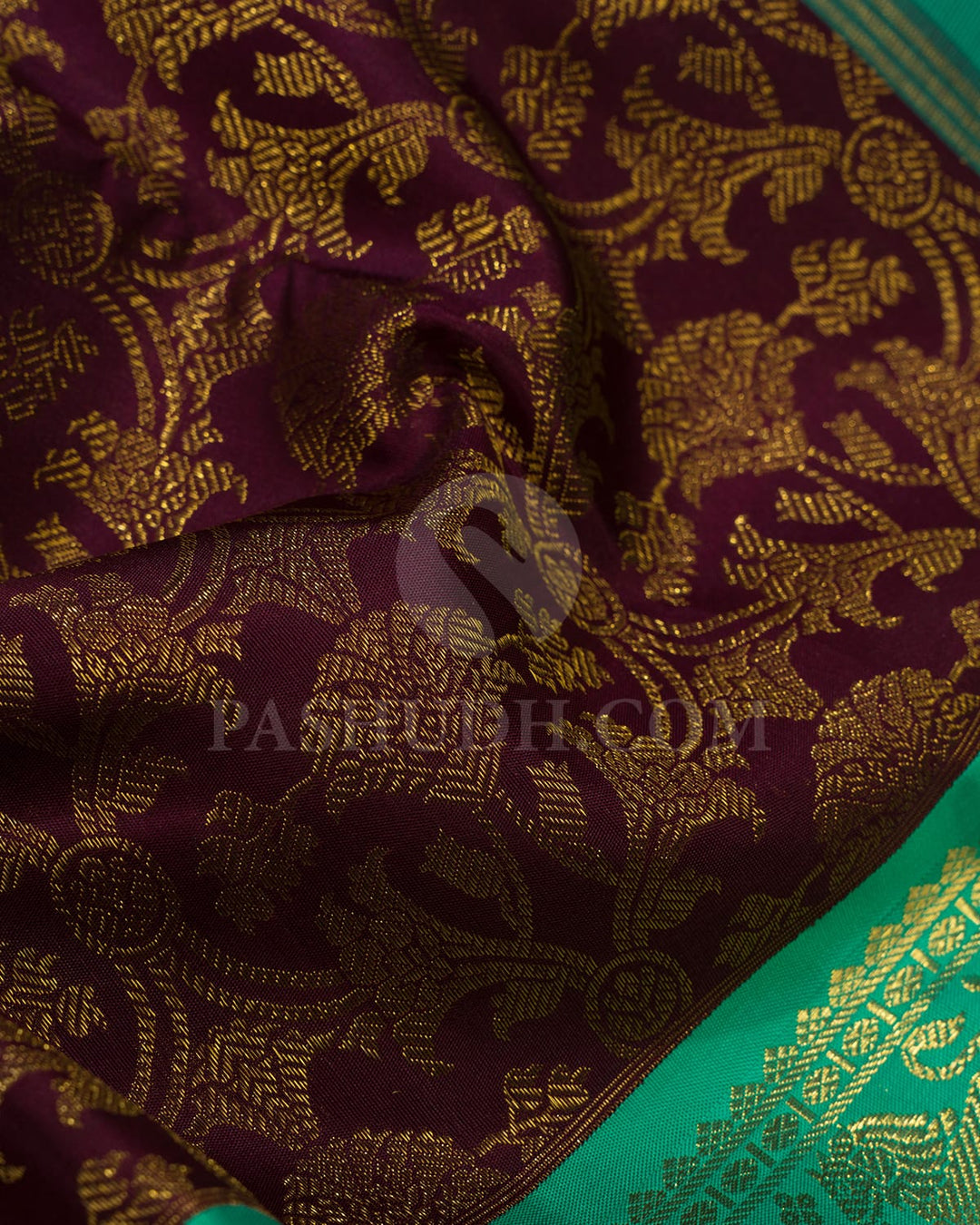 Betel Nut(Paaku)With Turquoise Traditional Kanjivaram Silk Saree-SP404