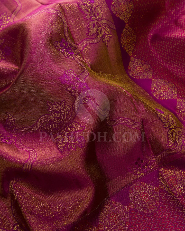 Magenta Shimmer Kanjivaram Silk Saree-D680(A)
