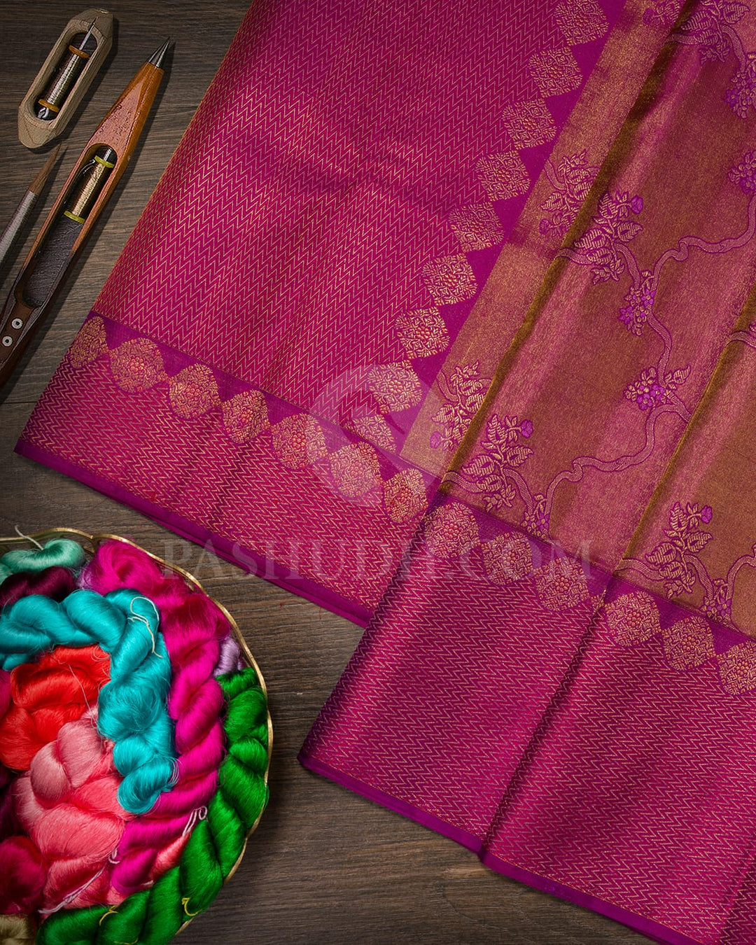 Magenta Shimmer Kanjivaram Silk Saree-D680(A)