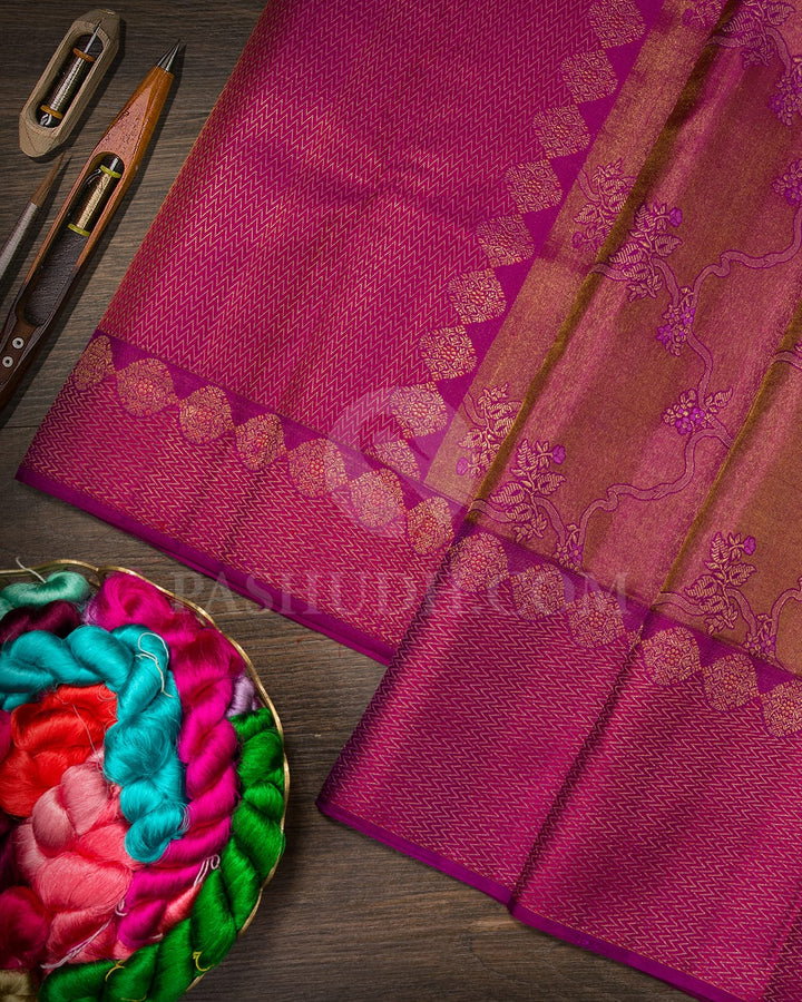 Magenta Shimmer Kanjivaram Silk Saree-D680(A)
