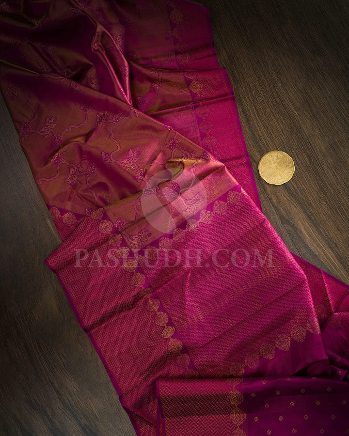 Magenta Shimmer Kanjivaram Silk Saree-D680(A)