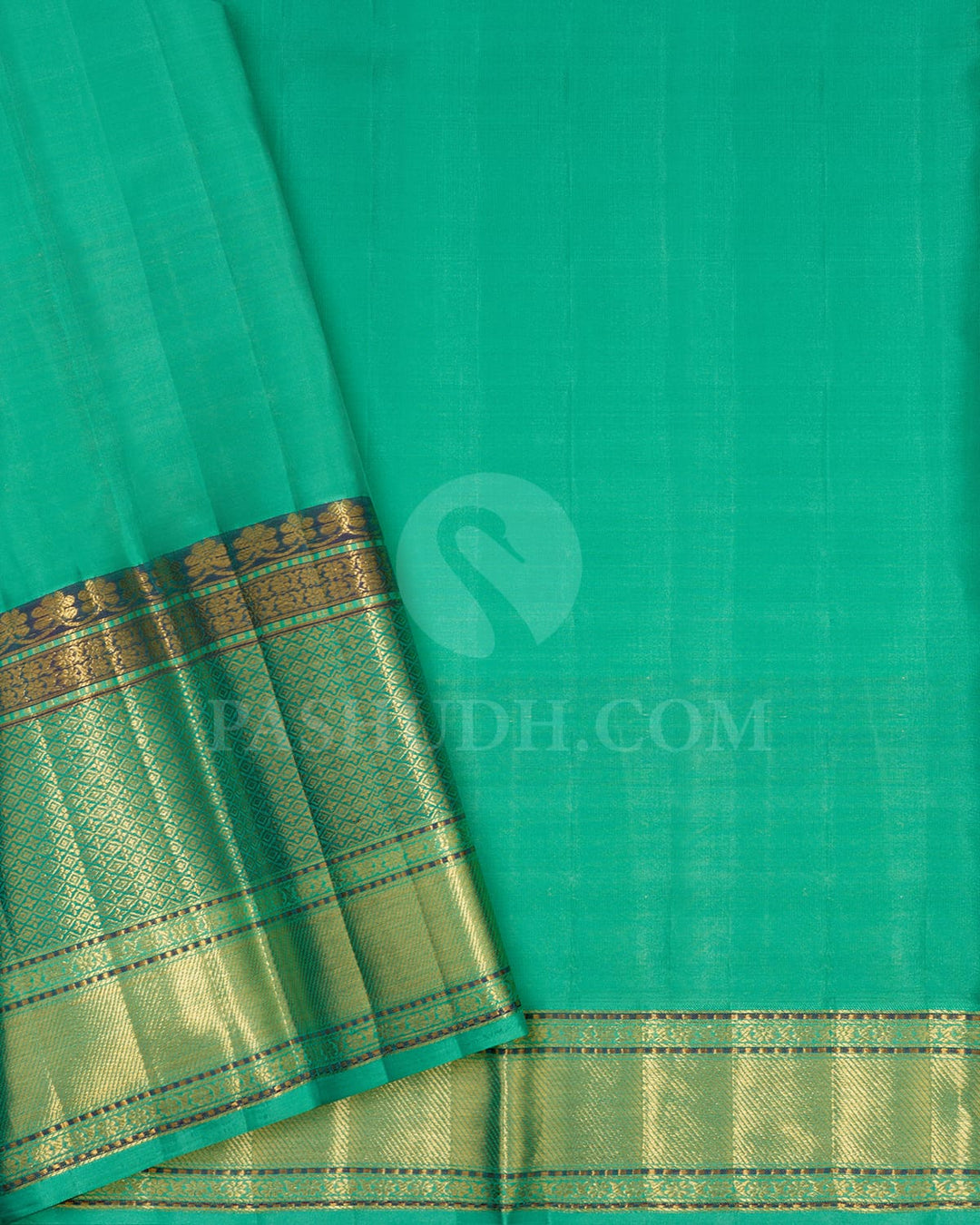 Parrot Green With Sea Green Kanjivaram Silk Saree-D660(D)