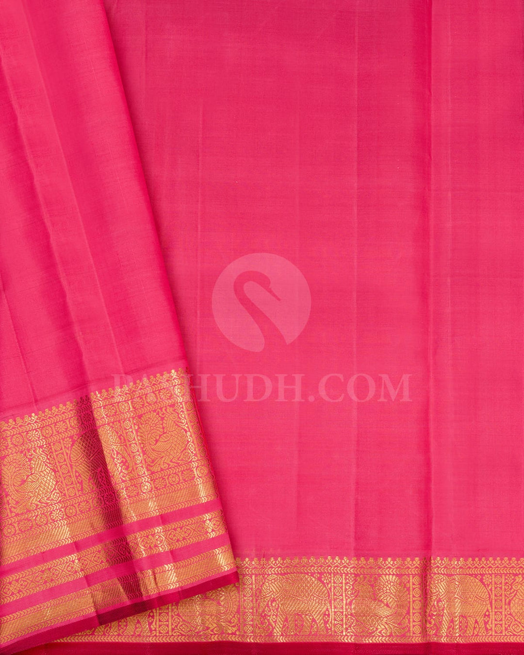 Dark Violet With Rouge Pink Bridal Kanjivaram Silk Saree-S1676(C)
