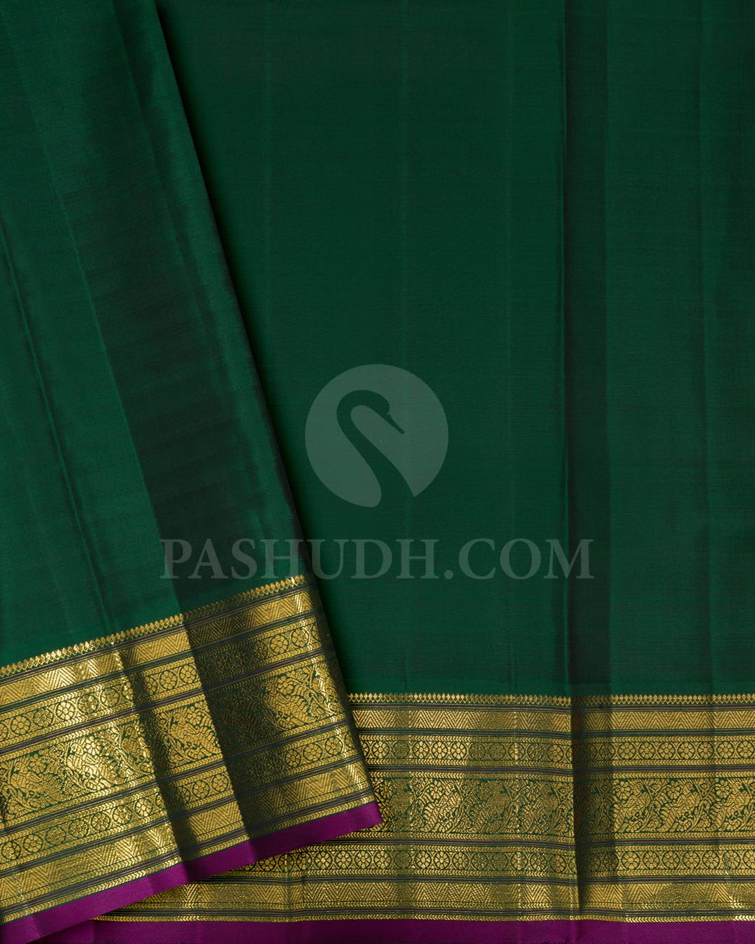 Orange With Bottle Green Kanjivaram Silk Saree-S1583(C)
