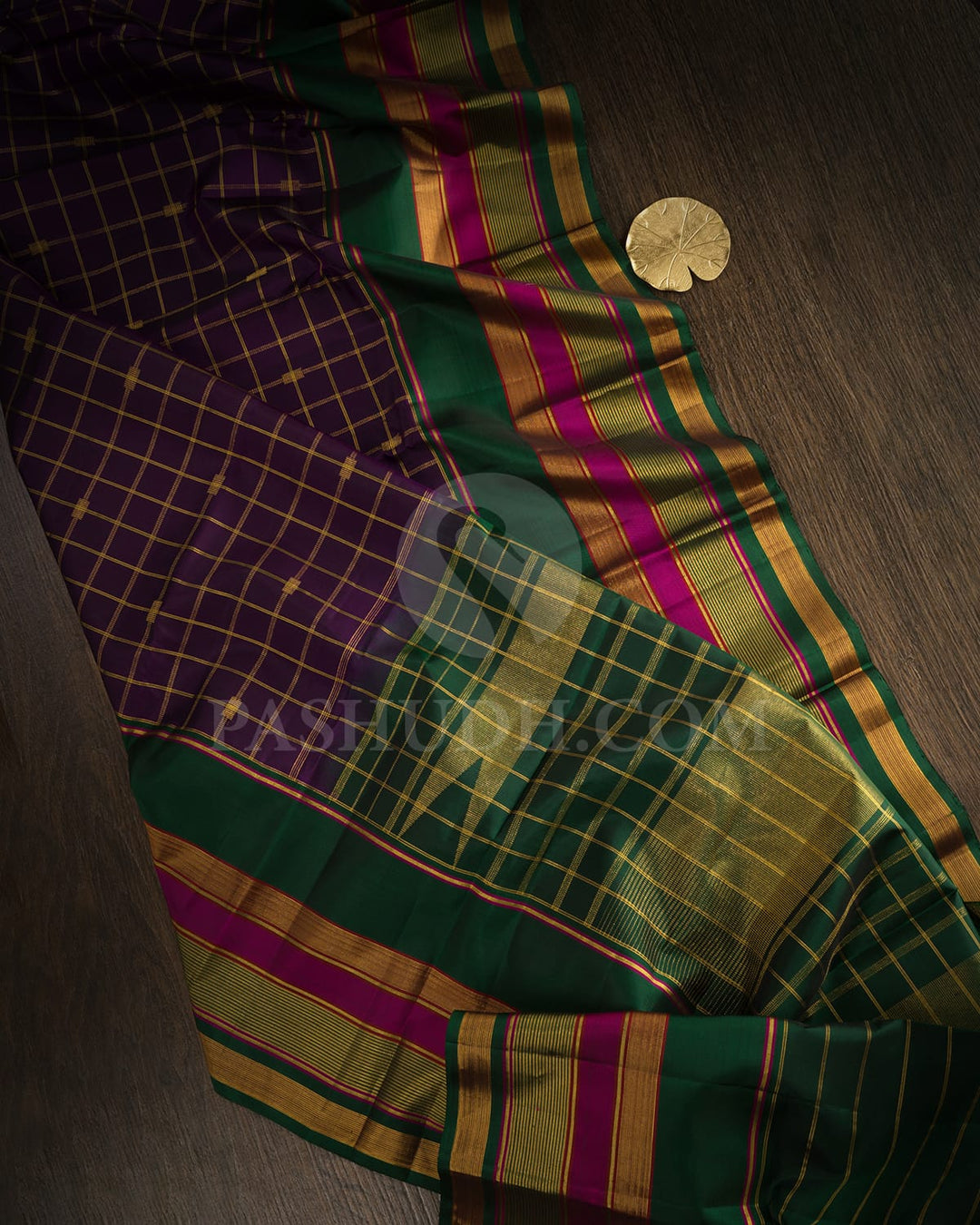 Violet With Bottle Green Kanjivaram  Silk Saree-S1736(A)
