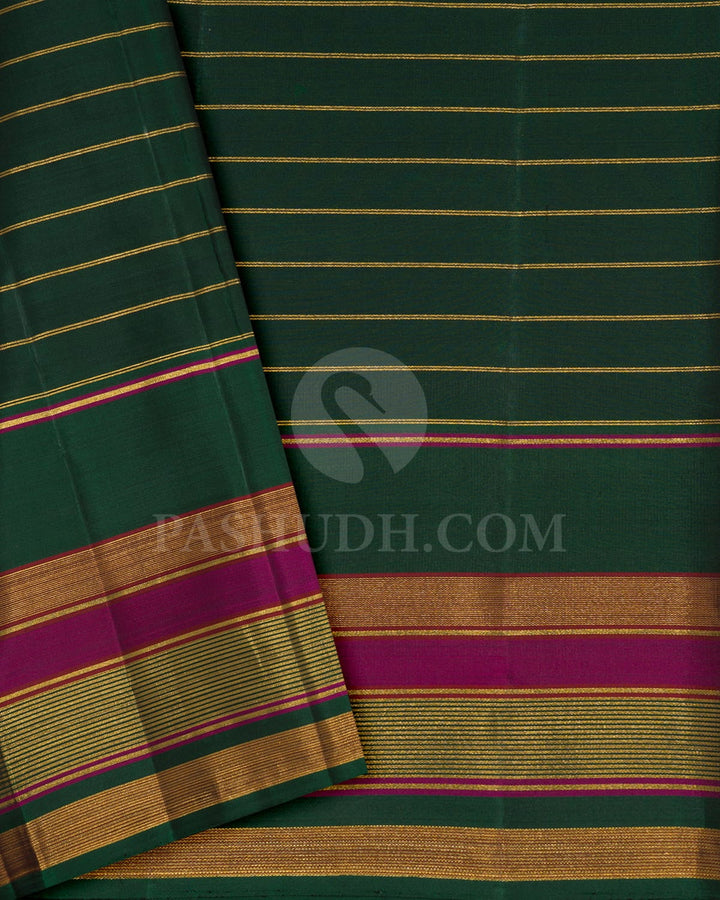 Violet With Bottle Green Kanjivaram  Silk Saree-S1736(A)