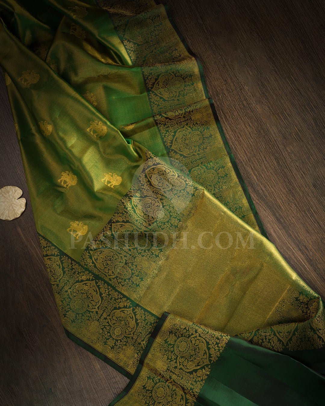 Forest Green With Bottle Green Kanjivaram Silk Saree-S1605(E)
