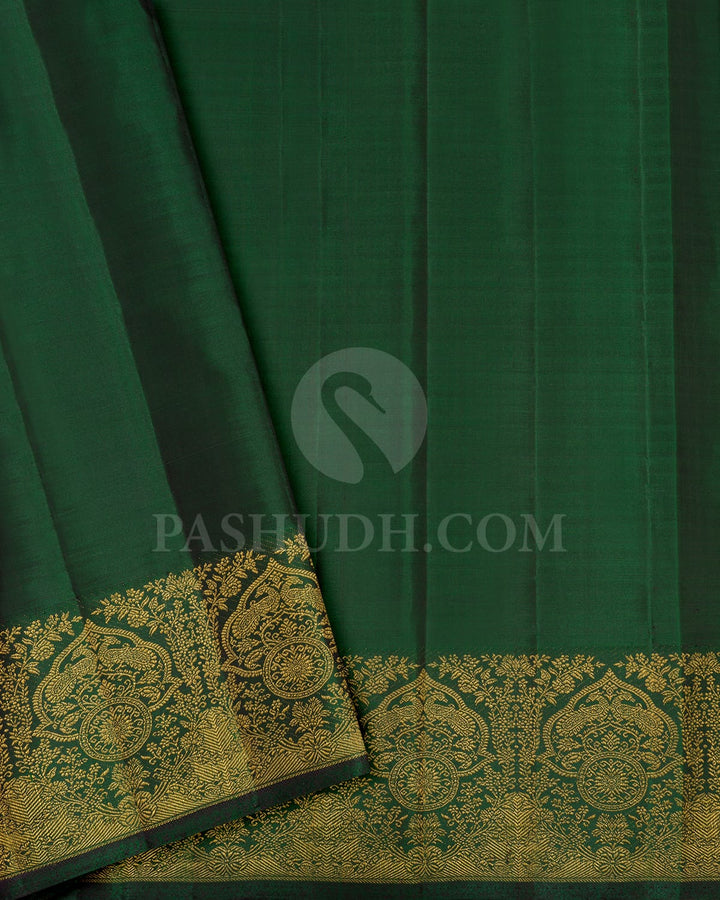 Forest Green With Bottle Green Kanjivaram Silk Saree-S1605(E)