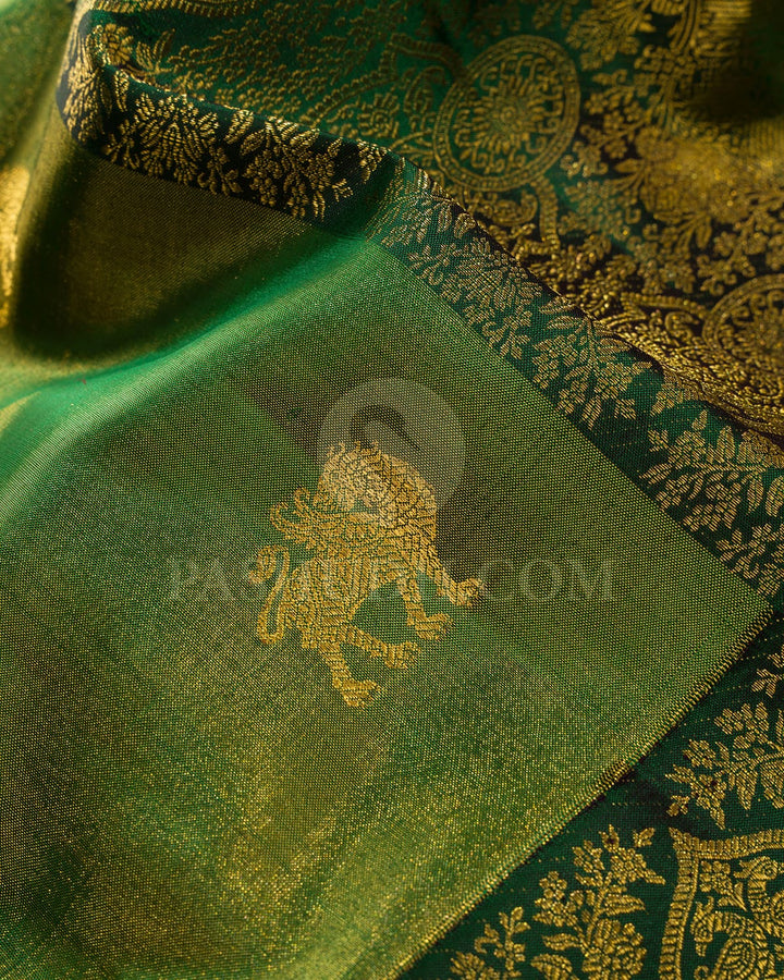 Forest Green With Bottle Green Kanjivaram Silk Saree-S1605(E)