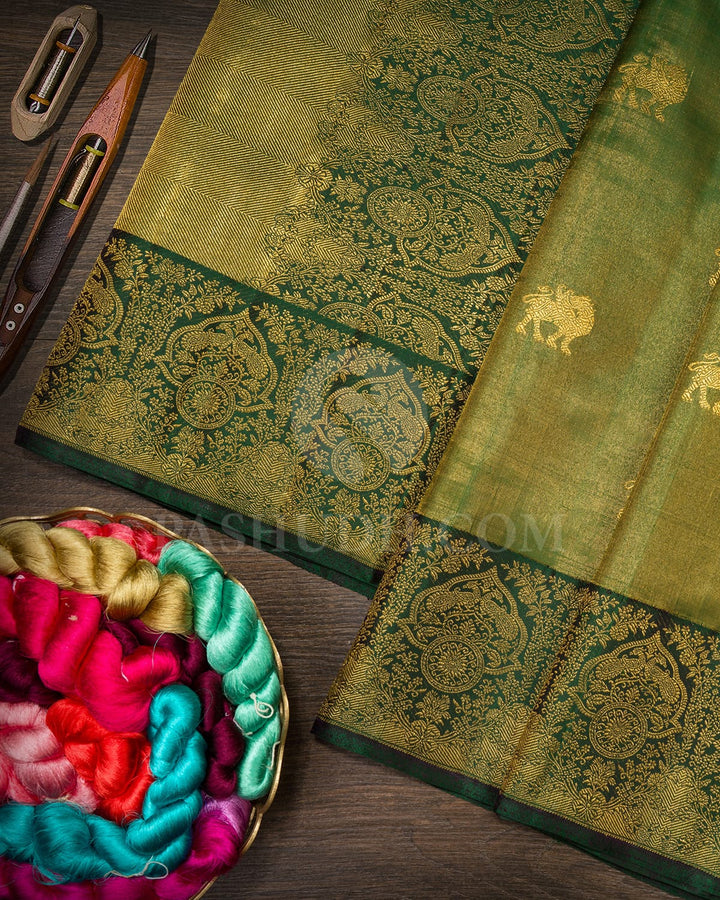 Forest Green With Bottle Green Kanjivaram Silk Saree-S1605(E)