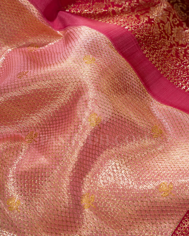 Pastel Pink With Ruby Pink Kanjivaram Silk Saree-S1737(A)
