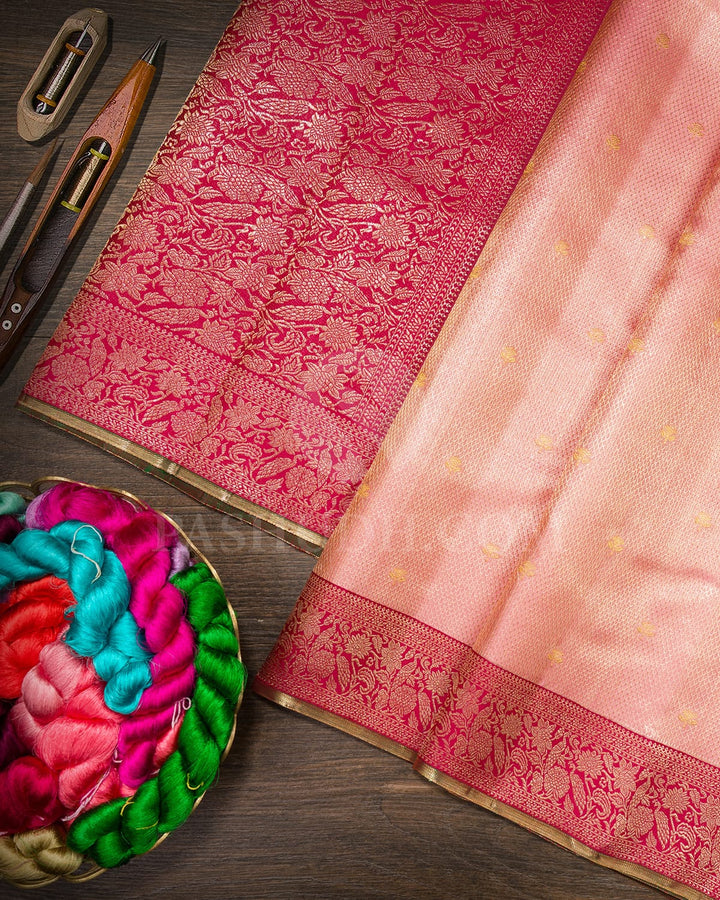 Pastel Pink With Ruby Pink Kanjivaram Silk Saree-S1737(A)