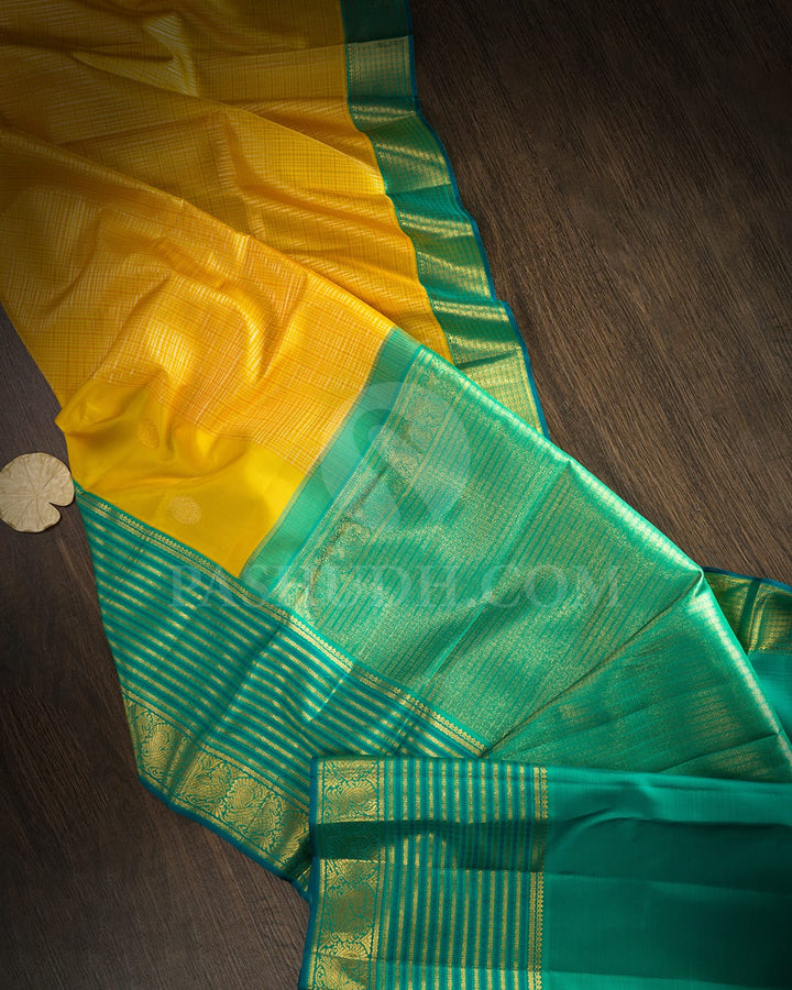 Yellow And Fuchsia Green Kanjivaram Silk Saree-S1734(A)