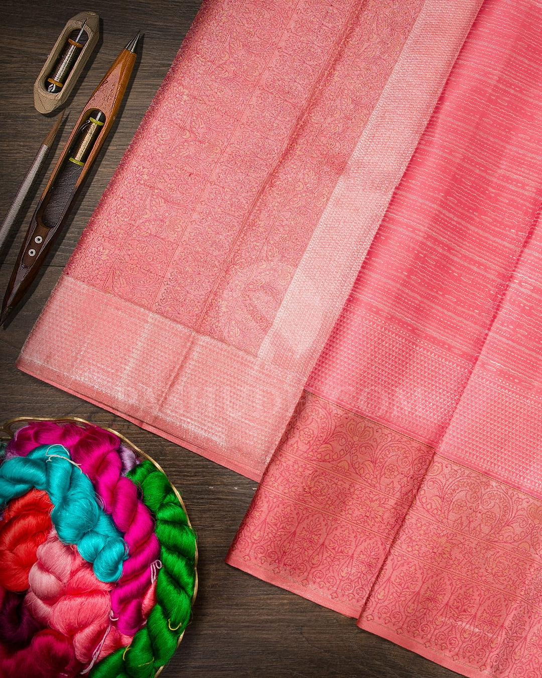 French Rose Kanjivaram Silk Saree-D681(A)