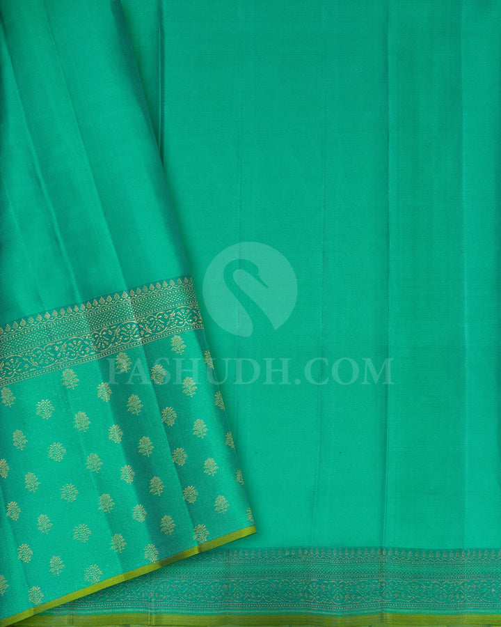 Pistachio Green With Fuchsia Green Kanjivaram Silk Saree-DJ443(A)