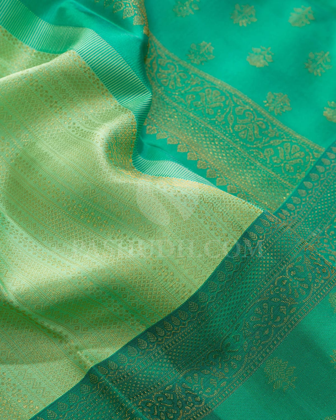 Pistachio Green With Fuchsia Green Kanjivaram Silk Saree-DJ443(A)