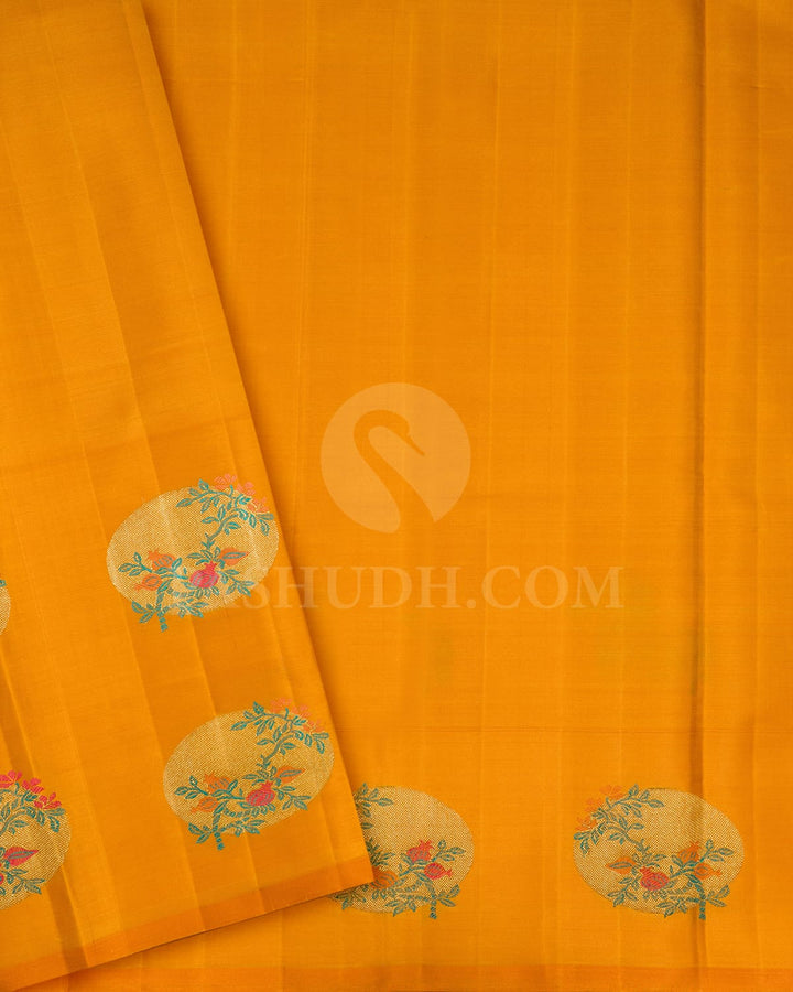 Cyan Blue With Orange Kanjivaram Silk Saree-S1724(A)