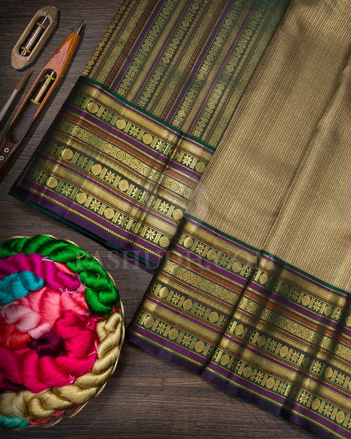 Dark Olive Green With Bottle Green Kanjivaram Silk Saree-S1062(P)