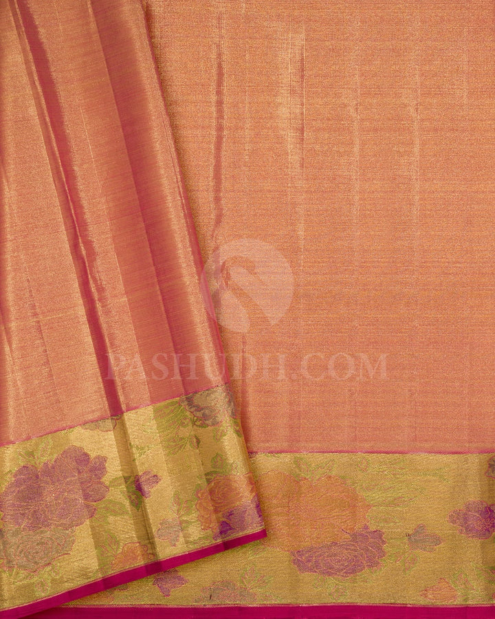 Peach Tissue Bridal Kanjivaram Silk Saree-S1744(A)