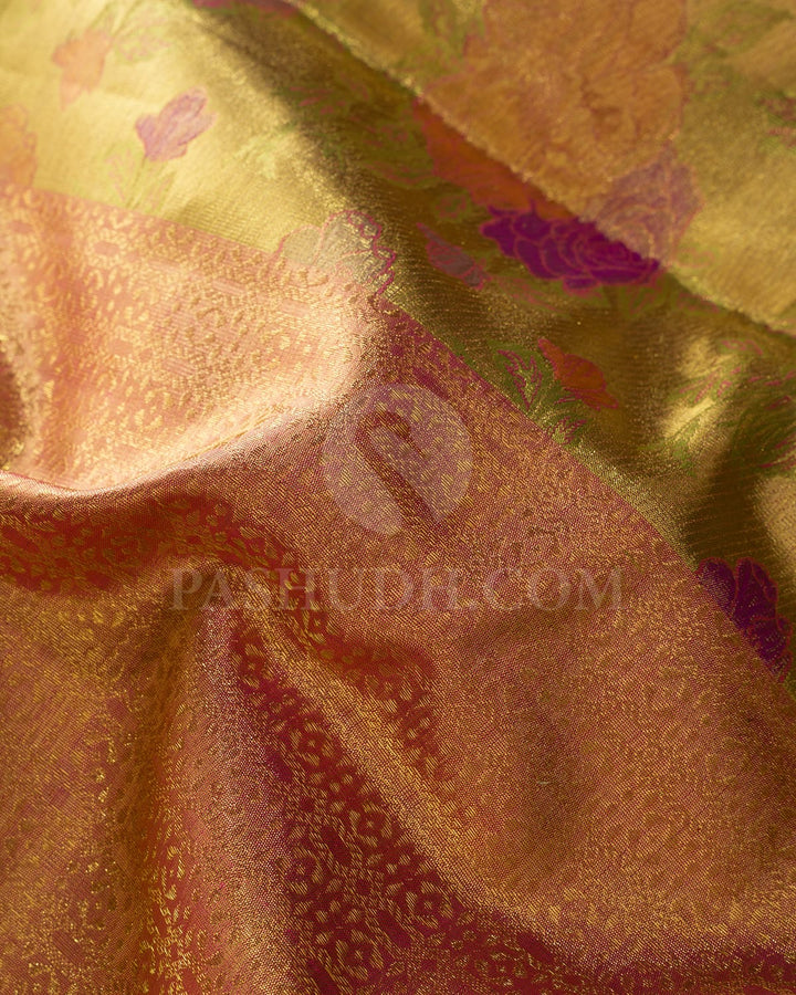 Peach Tissue Bridal Kanjivaram Silk Saree-S1744(A)