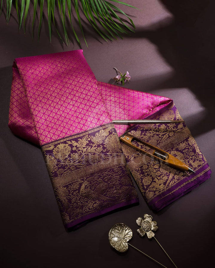 Bright Pink With Purple Kanjivaram Silk Saree-S1641(C)