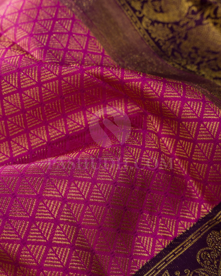 Bright Pink With Purple Kanjivaram Silk Saree-S1641(C)
