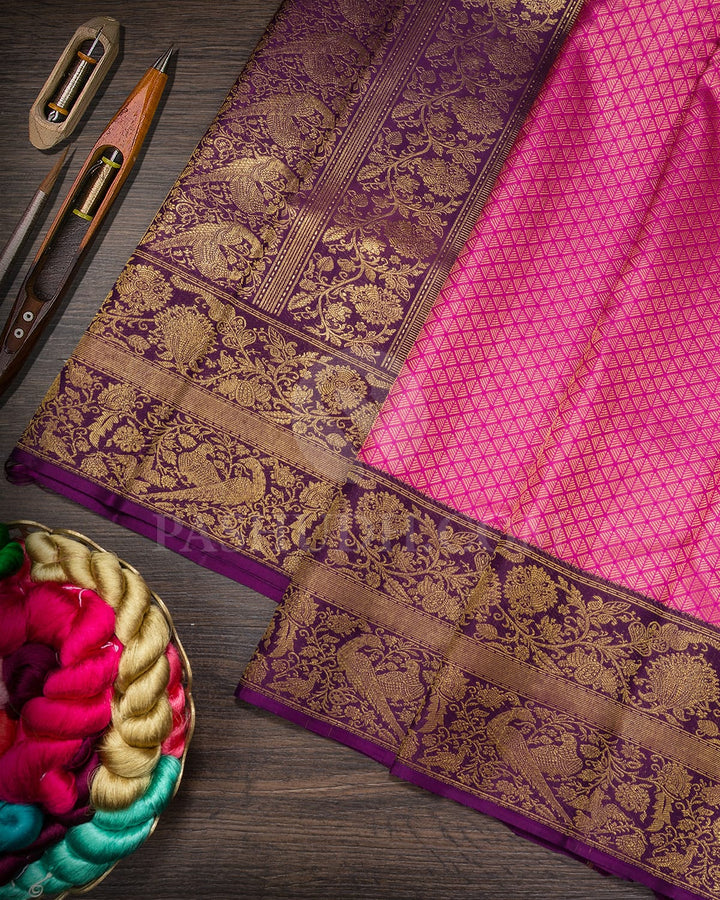 Bright Pink With Purple Kanjivaram Silk Saree-S1641(C)