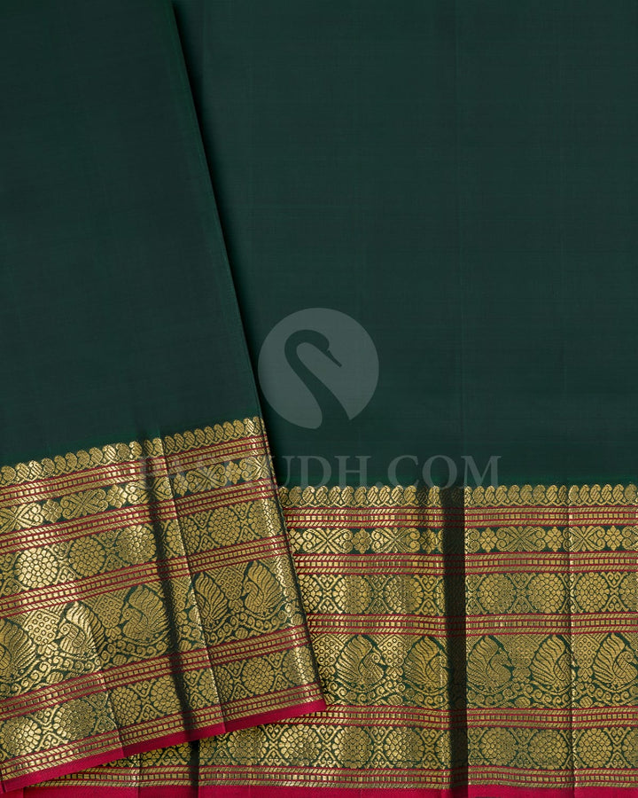Lilac And Bottle Green Vairaoosi Kanjivaram Silk Saree-S1518(D)
