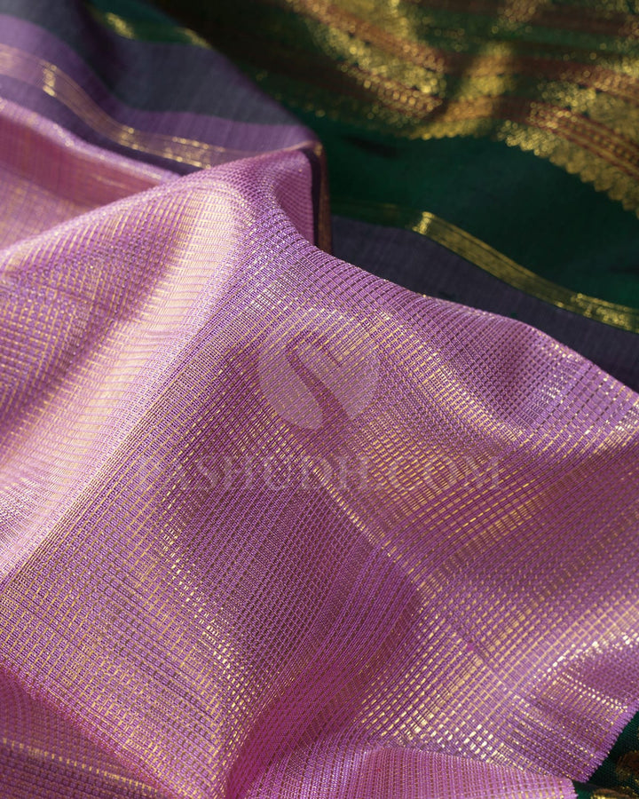 Lilac And Bottle Green Vairaoosi Kanjivaram Silk Saree-S1518(D)
