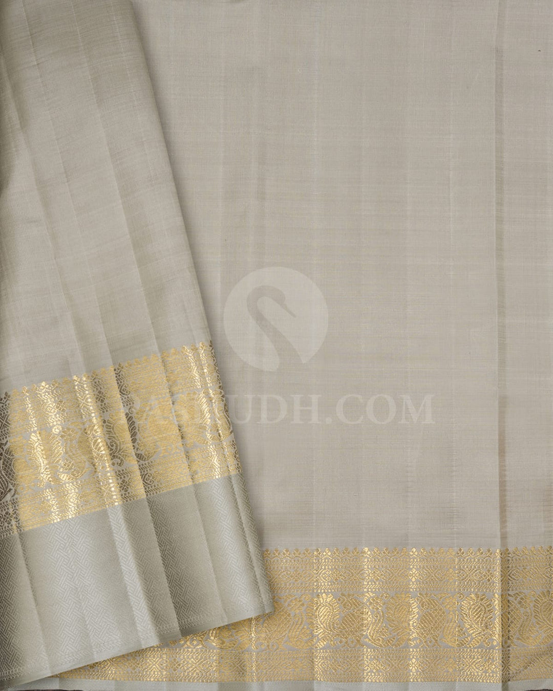 Deep Navy Blue With Pale Grey Kanjivaram Silk Saree-S1756(A)