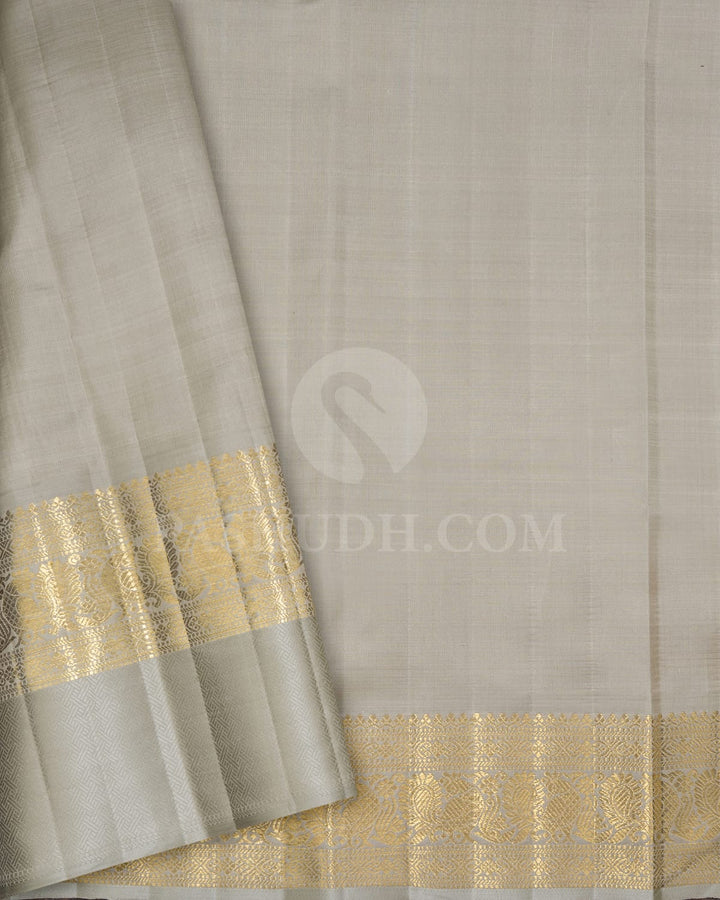 Deep Navy Blue With Pale Grey Kanjivaram Silk Saree-S1756(A)