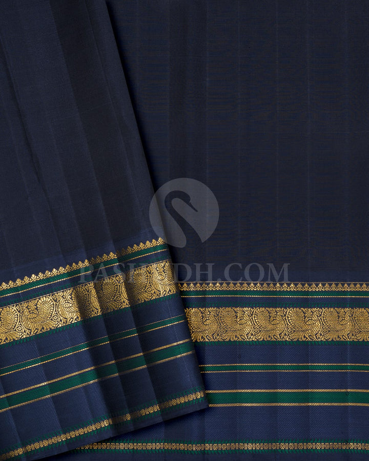 Dual Shaded Sky Blue With Navy Blue Kora Organza Kanjivaram Silk Saree-S1456(D)