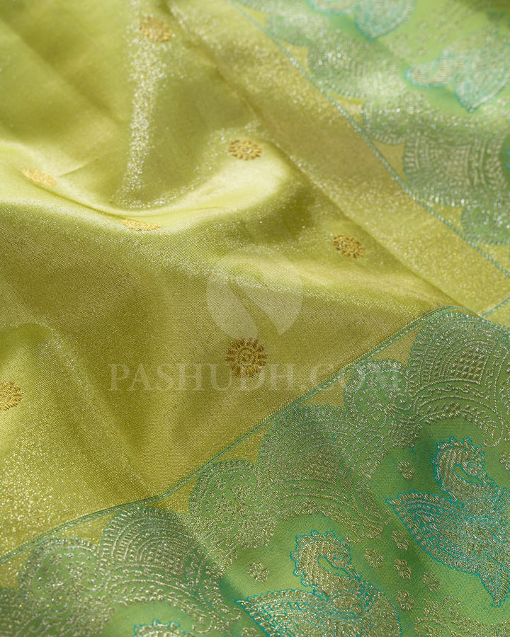 Neon Green Shimmer Bridal Kanjivaram Silk Saree-S1751(A)