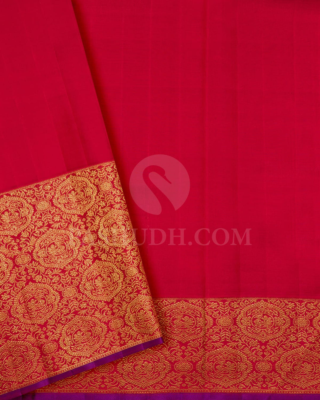 Dual Shaded Peacock Green With Red Kanjivaram Silk Saree-S1168(E)