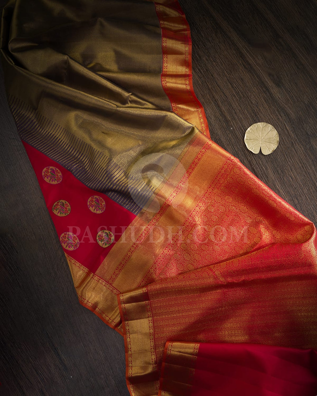 Glossy Grape With Red Kanjivaram Silk Saree-S1732(B)