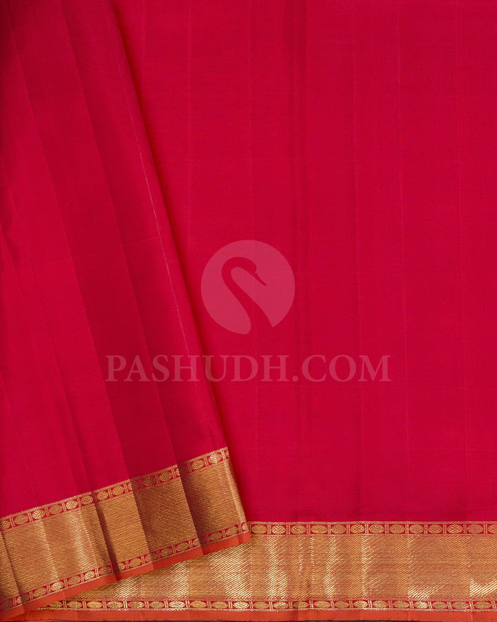 Glossy Grape With Red Kanjivaram Silk Saree-S1732(B)