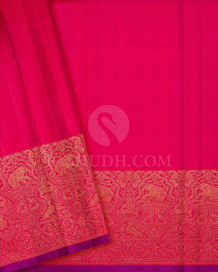 Mauve With Reddish Pink Kanjivaram Silk Saree-S1745(A)