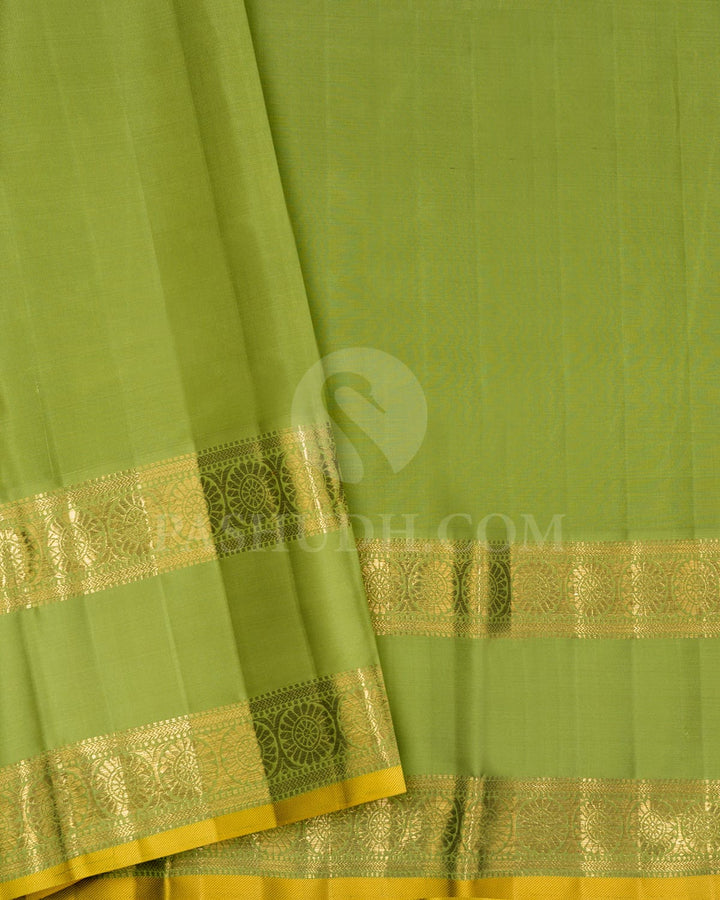 Midnight Blue With Parrot Green Kanjivaram Silk Saree-S1748(A)