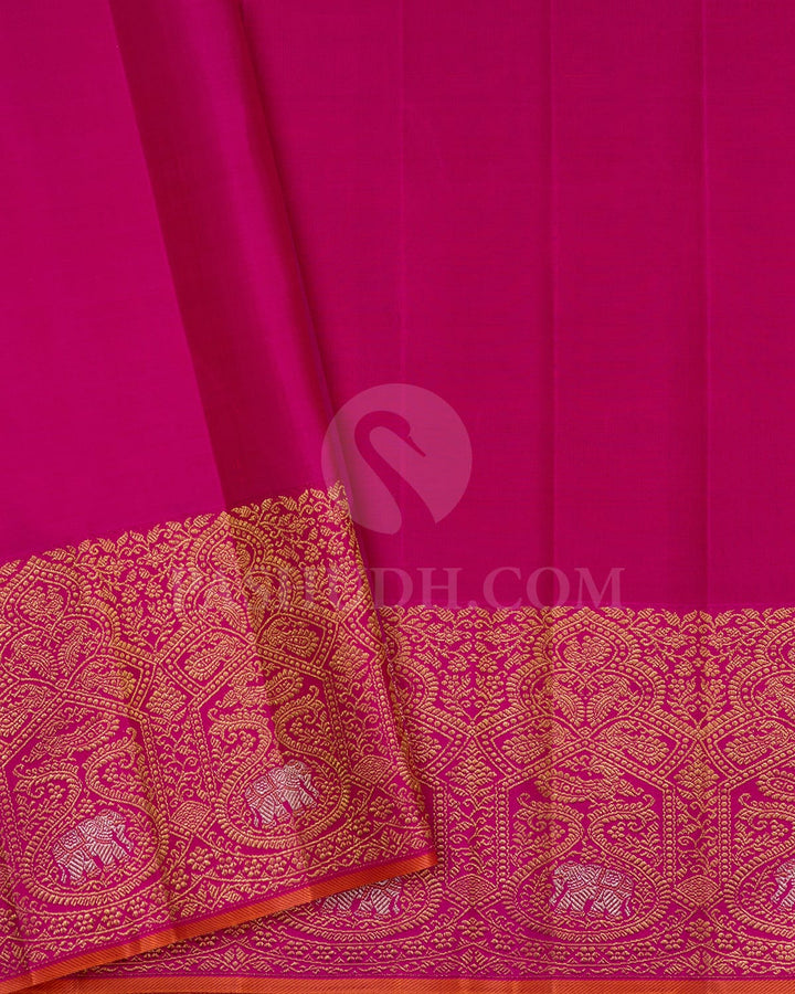 Dual Shaded Peacock Green With Rani Pink Kanjivaram Silk Saree-S1321(I)