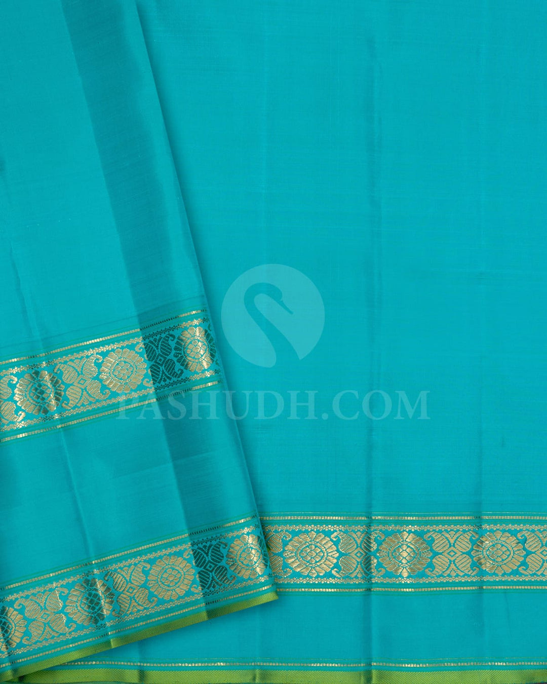 Midnight Blue With Tiffany Blue Kanjivaram Silk Saree-S1587(E)
