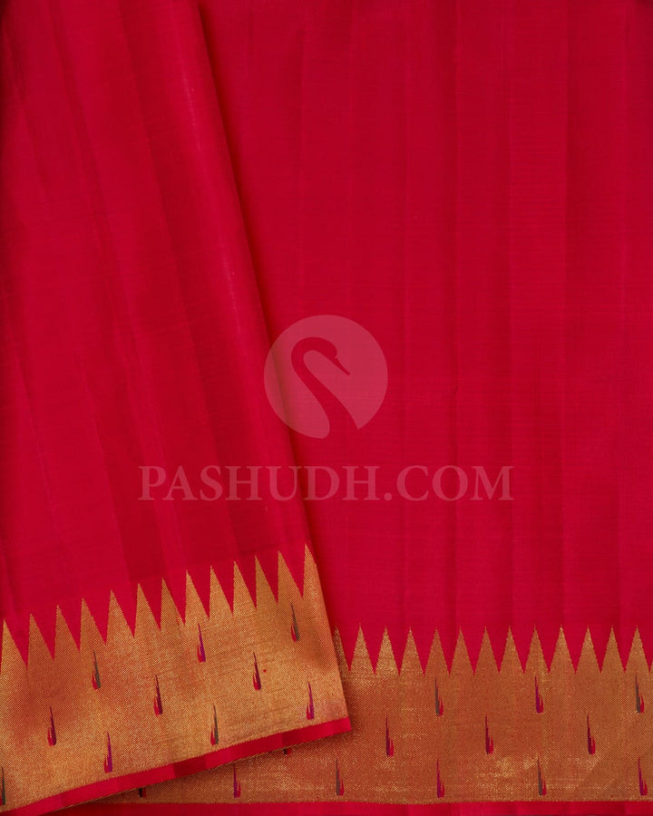 Sunshine Yellow With Red Paithani Kanjivaram Silk Saree-S1752(A)