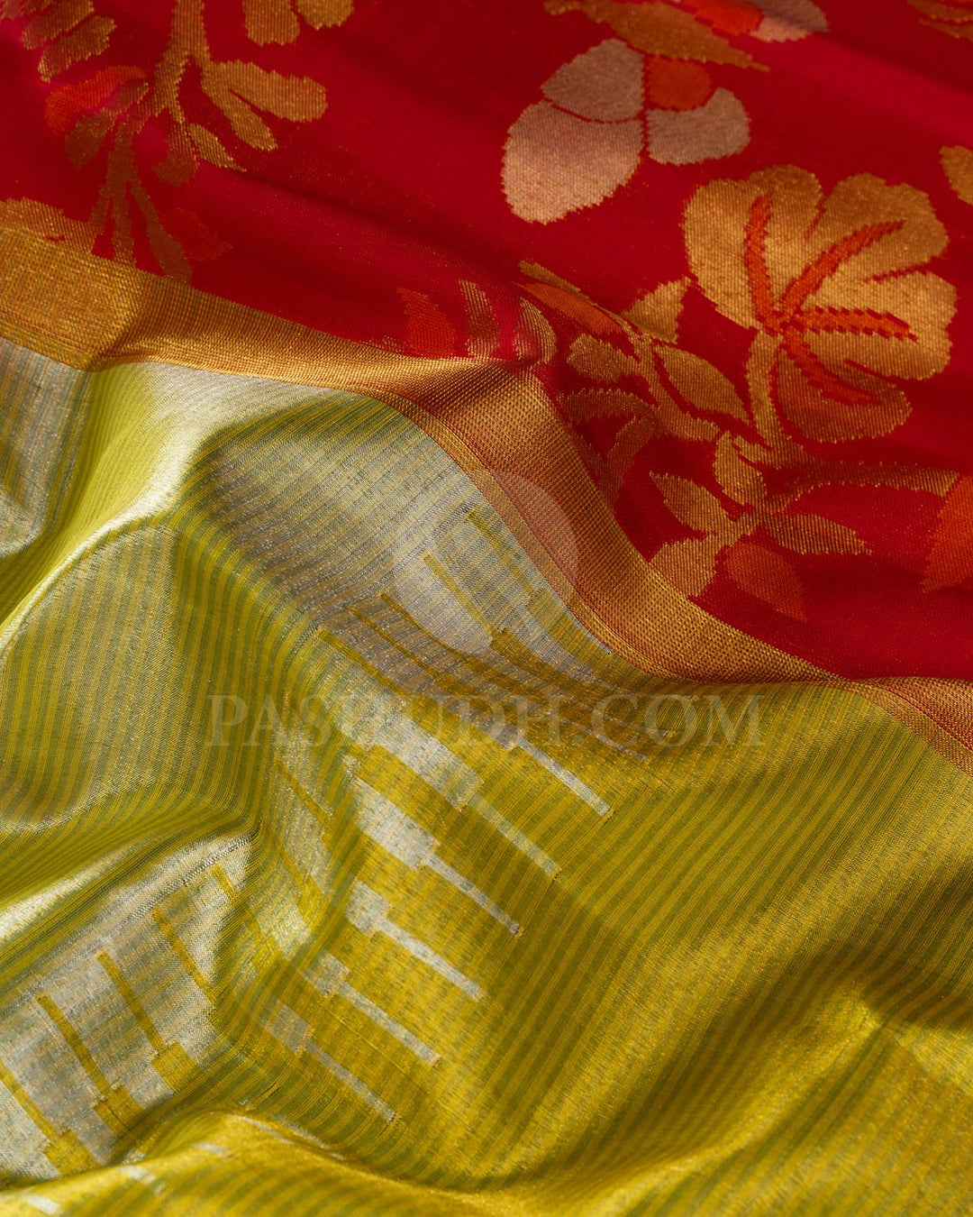 Sunshine Yellow With Red Paithani Kanjivaram Silk Saree-S1752(A)
