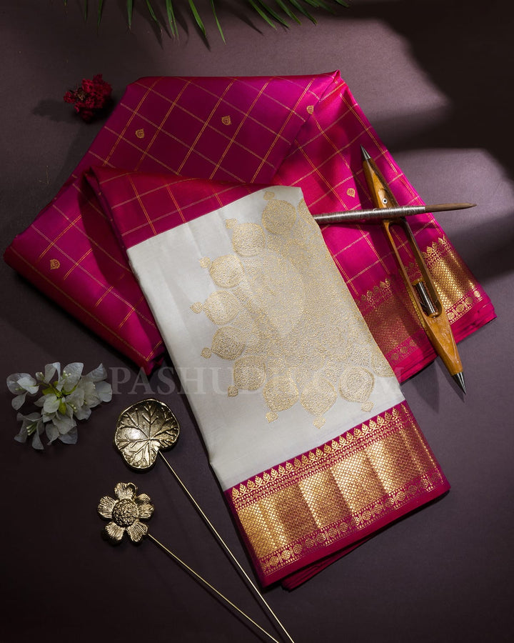 Dual Shaded Raspberry Pink Kanjivaram Silk Saree-S1703(C)