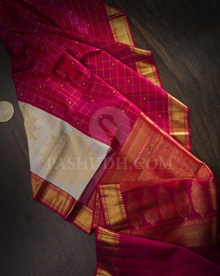 Dual Shaded Raspberry Pink Kanjivaram Silk Saree-S1703(C)