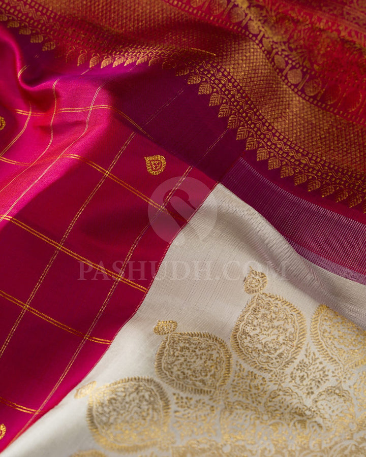 Dual Shaded Raspberry Pink Kanjivaram Silk Saree-S1703(C)